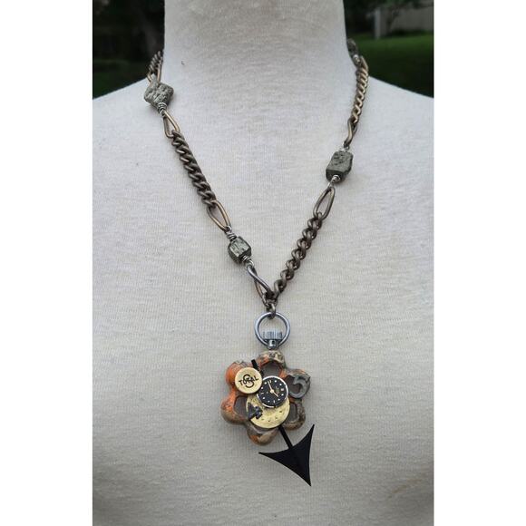 Divine Debris Pyrite Industrial Vintage Fund Objects Necklace - Picture 3 of 9